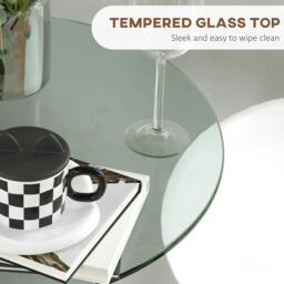 Rackhams High Top Bar Table, Round Kitchen Table with Tempered Glass Top and Steel Base, Bistro Table for 2 People, Clear - thumbnail 5