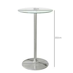 Rackhams High Top Bar Table, Round Kitchen Table with Tempered Glass Top and Steel Base, Bistro Table for 2 People, Clear - thumbnail 3