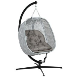 Rackhams Hanging Egg Chair Outdoor Indoor Swing Chair, Folding Basket, Grey - Grey - thumbnail 6