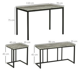 Rackhams Dining Table Set, Concrete Effect  Table and Chairs for 4 People, Grey - thumbnail 6