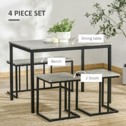 Rackhams Dining Table Set, Concrete Effect  Table and Chairs for 4 People, Grey - thumbnail 4