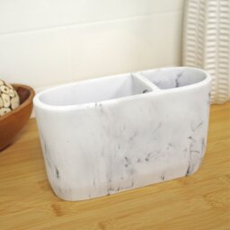 Rackhams Octavia White Marble & Chrome Toothbrush Holder