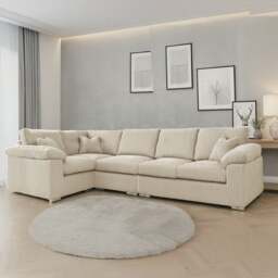 Rackhams Delta Full Jumbo Cord 5 Seater L Shaped Corner Sofa - Cream - Left Hand Facing