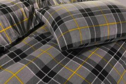 Rackhams Flannelette Tartan Check Brushed Cotton Duvet Cover Set - Green - King - thumbnail 3