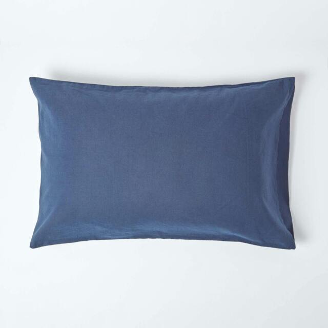 Rackhams French Flax Linen Housewife Pillowcase, Standard Size - Navy Blue - image 1