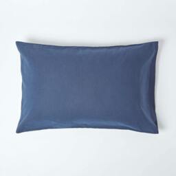 Rackhams French Flax Linen Housewife Pillowcase, Standard Size - Navy Blue