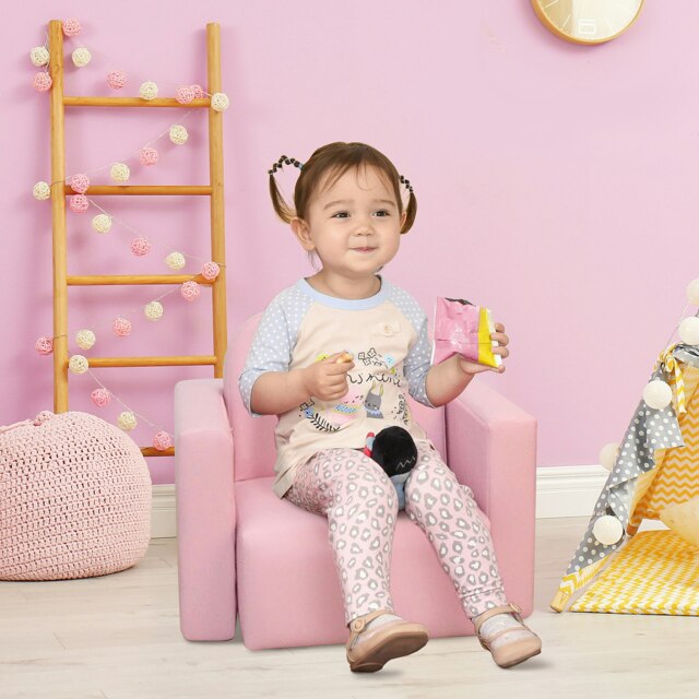 Rackhams Kids Mini Sofa 2 In 1 Table Chair Set Children Armchair Seat Girl Boys - image 1