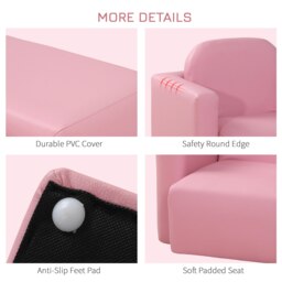 Rackhams Kids Mini Sofa 2 In 1 Table Chair Set Children Armchair Seat Girl Boys - thumbnail 5