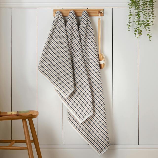 Rackhams Rice Weave Stripe Cotton Towel Grey - Bath Towel - Grey - image 1