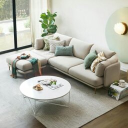 Rackhams U182 Two Seater, Three Seater, Four Seater Corner Sofa, Off-White Cotton Linen - Ottoman ( Can't be sold separately. )