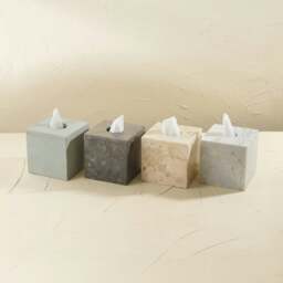 Rackhams Square Marble Tissue Holder - Beige - thumbnail 2