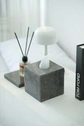 Rackhams Square Marble Tissue Holder - Beige - thumbnail 5