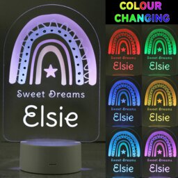 Rackhams Personalised Pink Rainbow LED Colour Changing Night Light - thumbnail 2