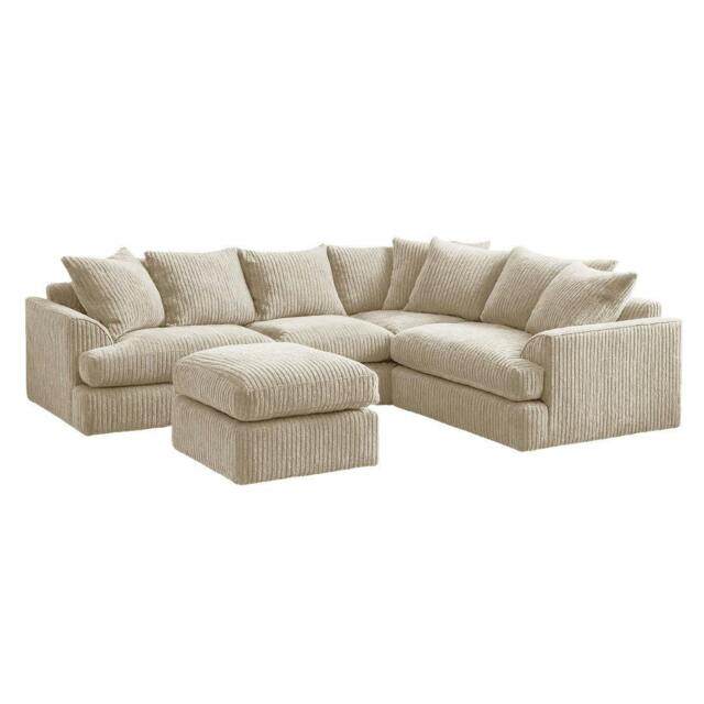 Rackhams Liverpool Living Room Furniture Range - Cloud Cream - Symmetrical with Foot Stool - image 1