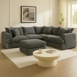 Rackhams Liverpool Living Room Furniture Range - Cloud Cream - Symmetrical with Foot Stool - thumbnail 3