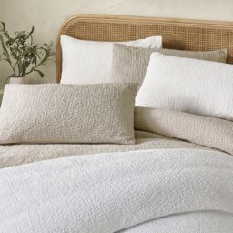 Rackhams Crinkle Seersucker Duvet Cover Set Natural - Double - Natural - thumbnail 4