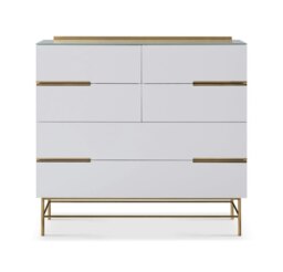 Rackhams Alberto Wide Chests Of Drawers - White - Brushed Brass - 6