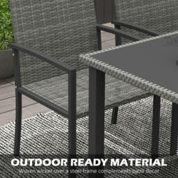 Rackhams Outdoor Dining Set 5 Pieces Patio Conservatory with Tempered Glass Tabletop,4 Dining Chairs - Grey - thumbnail 6
