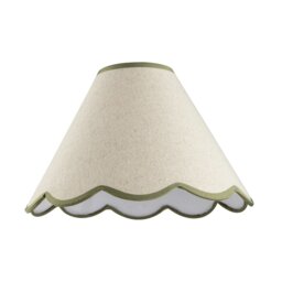 Rackhams Scallop Edge Natural Textured Linen Coolie Lamp Shade with Olive Trims