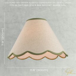 Rackhams Scallop Edge Natural Textured Linen Coolie Lamp Shade with Olive Trims - thumbnail 6