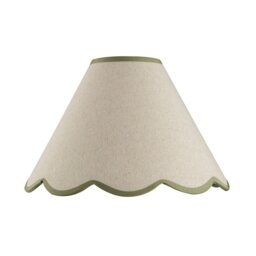 Rackhams Scallop Edge Natural Textured Linen Coolie Lamp Shade with Olive Trims - thumbnail 5