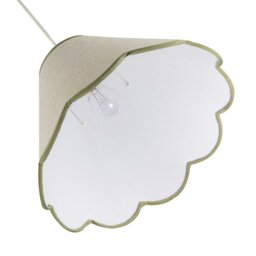 Rackhams Scallop Edge Natural Textured Linen Coolie Lamp Shade with Olive Trims - thumbnail 4