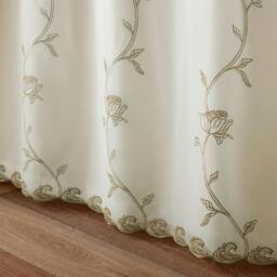 Rackhams Exe Embroidery Voile Curtains - Beige - 229cm width x 229cm drop - thumbnail 2