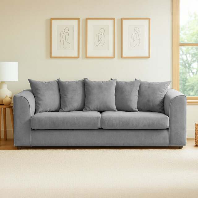 Rackhams Casper Chenille Fabric 3 Seater Sofa - Grey - image 1