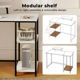Rackhams Office Desk Ergonomic Computer Table with Storage Shelves Monitor Stand - Oak - thumbnail 6