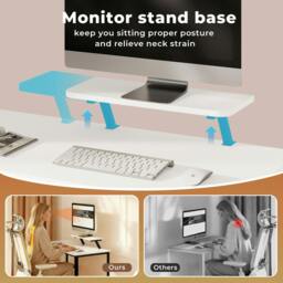 Rackhams Office Desk Ergonomic Computer Table with Storage Shelves Monitor Stand - Oak - thumbnail 5