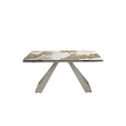 Rackhams Rectangular extending dining table in porcelain marble and taupe grey steel 1117 - thumbnail 3