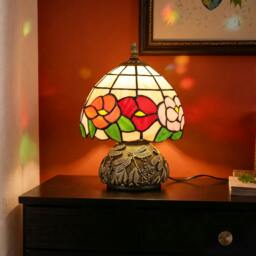 Rackhams Stained Glass Bedside Lamp, Tiffany Style Table Lamp for Bedroom