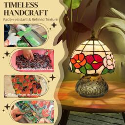 Rackhams Stained Glass Bedside Lamp, Tiffany Style Table Lamp for Bedroom - thumbnail 5
