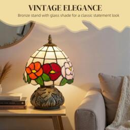 Rackhams Stained Glass Bedside Lamp, Tiffany Style Table Lamp for Bedroom - thumbnail 4