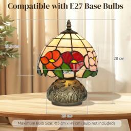 Rackhams Stained Glass Bedside Lamp, Tiffany Style Table Lamp for Bedroom - thumbnail 3
