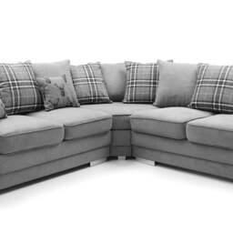 Rackhams Milan Chesterfield Fabric 5 Seater Corner Sofa - Scatter Back - Grey - thumbnail 5