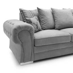 Rackhams Milan Chesterfield Fabric 5 Seater Corner Sofa - Scatter Back - Grey - thumbnail 6