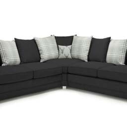 Rackhams Milan Chesterfield Fabric 5 Seater Corner Sofa - Scatter Back - Grey - thumbnail 4