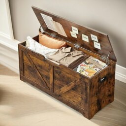 Rackhams Wooden Shoe Storage Chest Blanket Box Brown