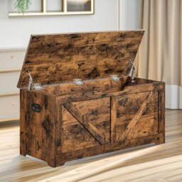 Rackhams Wooden Shoe Storage Chest Blanket Box Brown - thumbnail 2