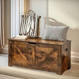 Rackhams Wooden Shoe Storage Chest Blanket Box Brown - thumbnail 3