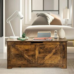 Rackhams Wooden Shoe Storage Chest Blanket Box Brown - thumbnail 4