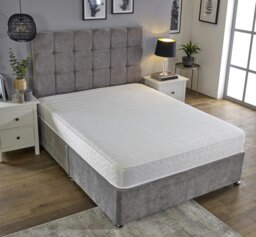 Rackhams Budget Memory Sprung Mattress - Quilted Cooltouch Straight Line Top Panel - White - 1 - European Small Single Mattress (80cm x 200cm) - thumbnail 1