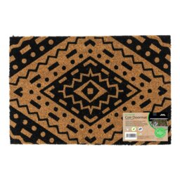 Rackhams Eco-Friendly Latex Backed Coir Entrance Doormat, 40x60cm - Aztec - 1 - Black - thumbnail 1