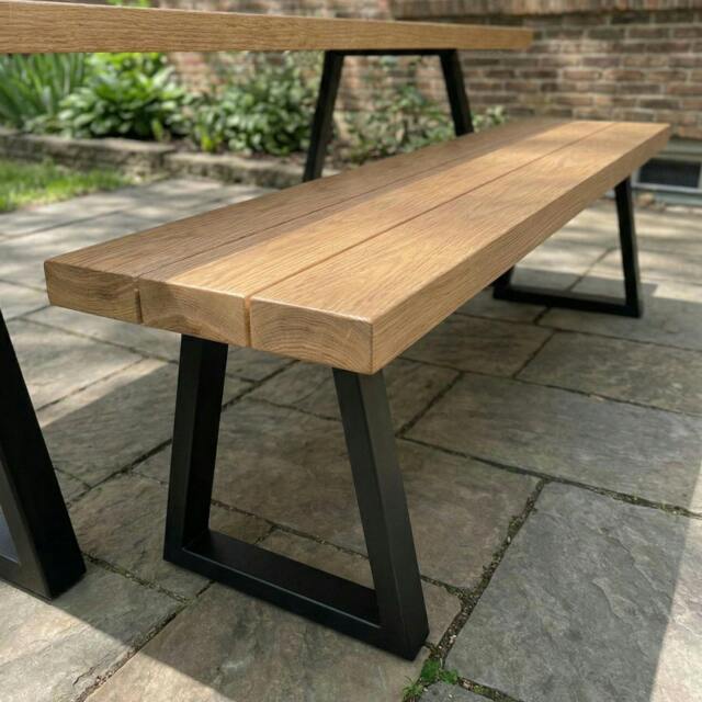 Rackhams Slatted Solid Oak Outdoor Bench - 90cm - image 1