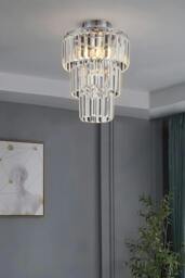 Rackhams Luxury Multi-layer Crystal Flush Mount Chandelier with Chrome Finish - Silver - One Size - thumbnail 3