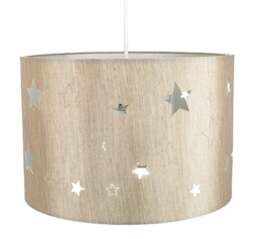 Rackhams Contemporary Beige Linen Childrens/Kids Pendant/Lamp Shade with Laser Cut Stars - thumbnail 4