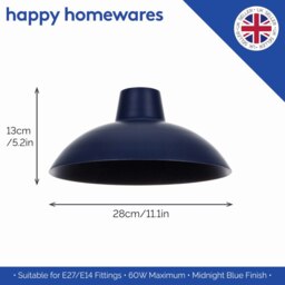 Rackhams Industrial Retro Designed Matt Midnight Blue Curved Metal Ceiling Pendant Shade - thumbnail 5