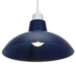 Rackhams Industrial Retro Designed Matt Midnight Blue Curved Metal Ceiling Pendant Shade