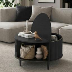 Rackhams Coffee Table with Lift Top Sliding Door 80 cm Black Wood Effect